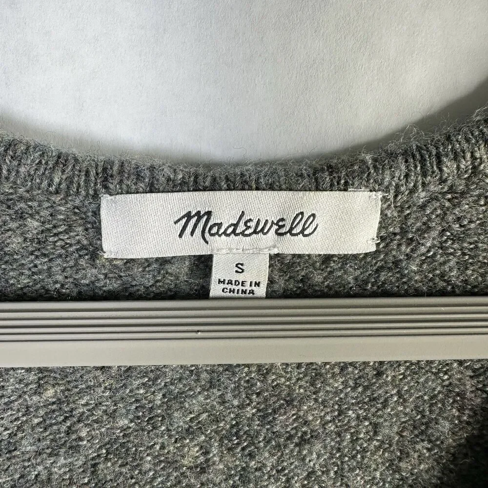 Madewell Oversized V Neck Sweater Womens Wool Blend S Cozycore Soft Grunge Gray